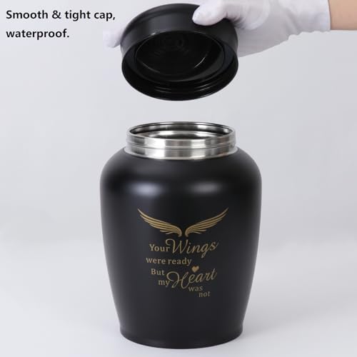 Image of Large Cremation Urns for Ashes Adult Male /Female /Dad /Mom /Father | Black Angel Decorative Burial Urns for Human Ashes,Funeral Memorial Urn for Women and Men(Up to 180lbs)