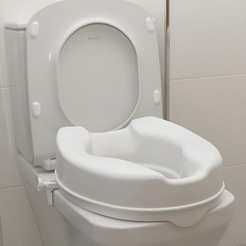 OrtoPrime Elevador WC sin Tapa - Altura 10 Centímetros - Asiento de Inodoro Ortopédico con cierres Laterales de Seguridad - Alzador WC Fijación Universal Adaptable