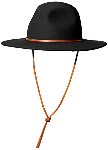 Brixton Men's Tiller III Wide Brim Felt Fedora HAT, Black, L