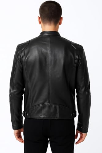 MEN'S VINTAGE REAL BLACK MOTORCYCLE JACKETS - Brown Genuine Lambskin Leather Biker Jacket for Men2