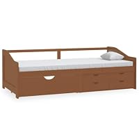 HETFTJN Lit de Repos 90x200 cm en Bois de Pin Massif, Canapé-Lit Multifonctionnel avec 5 Tiroirs de Rangement,