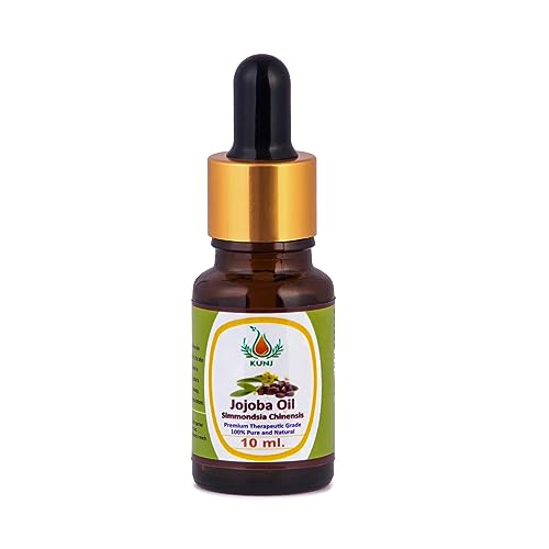 Image of KUNJ Jojoba Oil (Simmondsia chinensis) 10ML - 100% Pure & Natural, Cold Pressed, Undiluted - Therapeutic Grade Carrier Oil for Skin Care, Hair Nourishment & Hydration