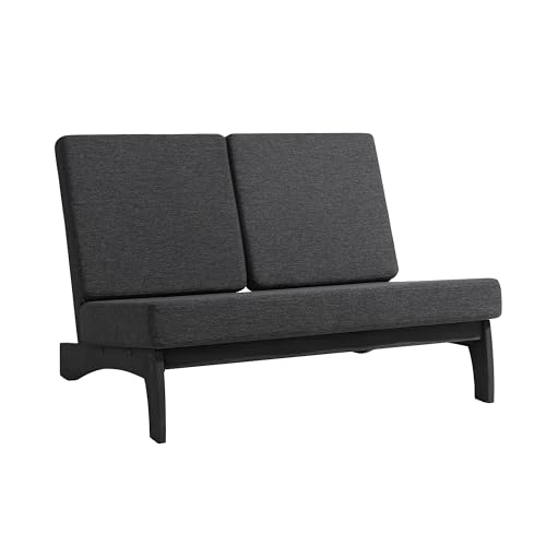 Image of Pia Ricoo 1-Piece Patio Furniture Set, Outdoor Loveseat with 4.5-Inch Thick Cushions, All-Weather Outdoor Sofa for Backyard, Deck, Lawn - Drak /Dark (Split Back)