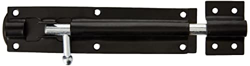 TIMCO Straight Tower Bolt - Black - 6 - Great for securing Flush Fitting Gates and shed Doors in a Closed Position, Adding Increased Security - One Bolt in a Pack.