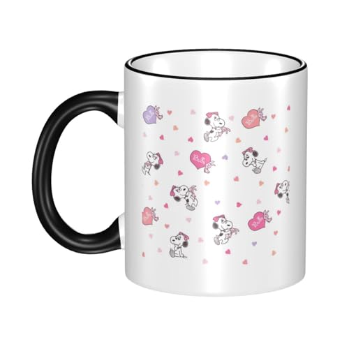 スヌーピー マグカップ 保温・保冷 電子レンジ対応 コーヒーカップ 陶器 セラミック 耐高温 軽量 個性人気 誕生日プレゼント大容量 Black