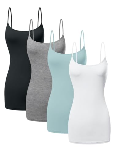 Image of Women's Long Cotton Camisole Spaghetti Strap Tank Top
