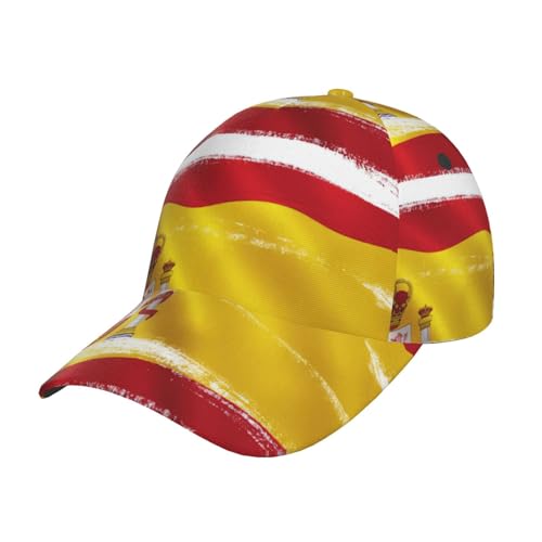 DUWAA Casquette de baseball pour homme avec imprimé drapeau de l'Espagne, casquette de camionneur réglable, chapeau de queue de cheval pour femme, casquette de baseball sport noire