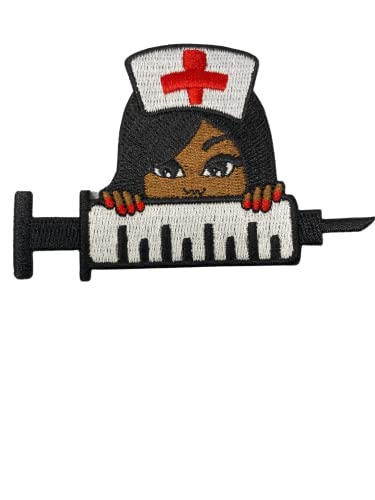Patch Party Club, Peek-a-Boo Nurse w/Needle (Small Patch), 100% Embroidery, Size 3