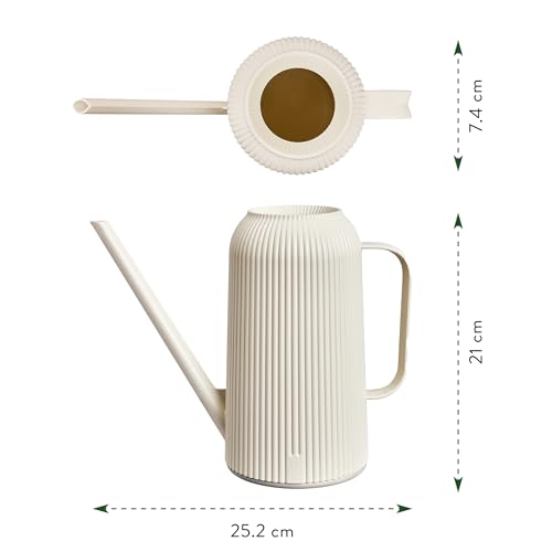 Elho Vibes Fold Gießkanne 1.7ltr - Gießkanne für Zimmerpflanzen - 100% recyceltes Plastik - L25.2 x B7.4 X H21 - Weiß/Linen White