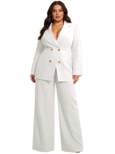 Womens Plus Size 2 Piece Blazer Set Oversized Blazer Wide