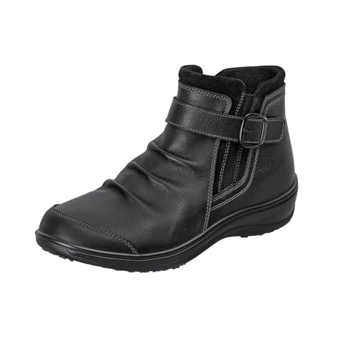 Orthofeet Women's Orthopedic Black Leather Heidi Boot, Size 6.5 Wide