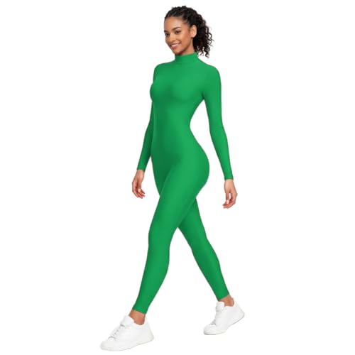 Image of Adult High Neck Long Sleeve Dance Unitard for Women Bodysuits Full Body Leotard Spandex Catsuit