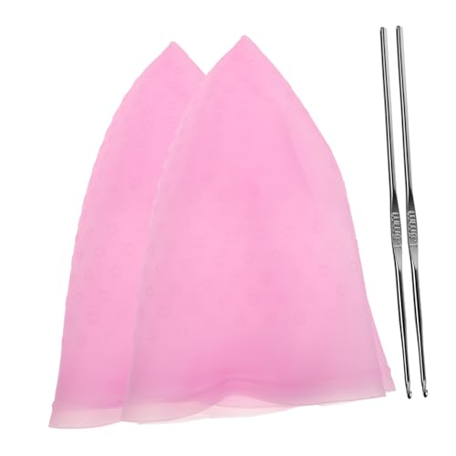 Happyyami 2 Juegos sombrero resaltador gorras kit de mechas para cabello oscuro tapa de reflejos tapas para resaltar el cabello gorro para mechas en el cabello mediocre gel de sílice rosa