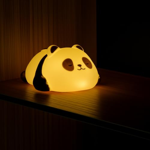 Image of Cute Panda Night Light Lamp - Yellow LED Decorative Lamp for Kids, Girls, Boys, Teens, Bedroom Room Decor - Adorable Gift for Birthday, Valentine's Day, Christmas - Battery Included