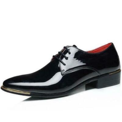 Mens Patent Leather Formal Wedding Lace Up Party Dress Pointy Toe Shoes