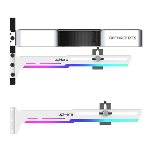 upHere gaming Support Carte Graphique,GPU ARGB LED Sync Ajustable Selon la Support Carte Graphique pour Raidisseur de Support Carte Vidéo,G276WTARGB