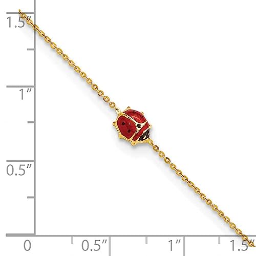 Precious Accents 14k Gold Polished Enameled Ladybug 6.5in with 0.75" extension Bracelet3