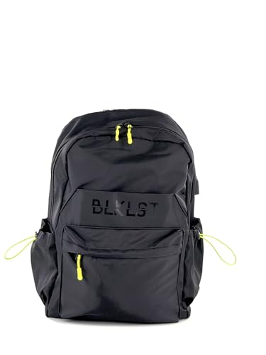BLKLST Backpack with USB Port, Stealth Black Exterior with Neon Yellow Accents and Interior, Water-Resistant