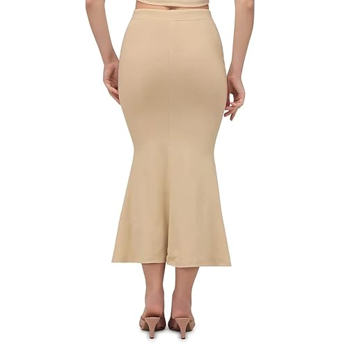 Image of Women's Saree Shapewear Petticoat | Body Shaper Underskirt with Mermaid Silhouette | Smooth Fit Stretchable Saree Shaper Beige