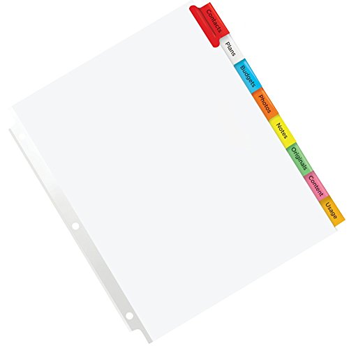 Avery Big Tab Insertable Dividers for 3 Ring Binders, 9" x 11", 8 tabs, Multi-Colour, 1 Set, (11222) image 7