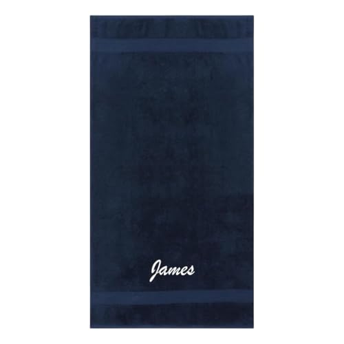 Kaufman - Personalized Velour Beach and Pool Towel 100% Cotton 30in X 60in Solid Color Bath Towel Embroidered (Nav)