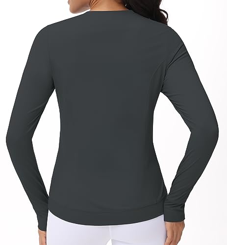 Women's Long Sleeve Compression Shirts Workout Tops Cross Hem Athletic Running Yoga T-Shirts with Thumb Hole