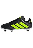 Synthetic upper adidas Kids\' Chaussure de Rugby Junior Terrain Gras Enfants, Core Black/Lucid Lemon/Cloud White, 30