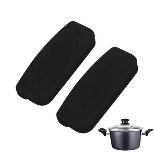 シリコンポットハンドルカバー,滑り止め耐熱シリコンハンドル火傷防止カバー鉄鍋 - 鍋つかみ2個、フライパンポットハンドル火傷防止シリコンハンドルカバー鋳鉄ポットハンドル断熱カバーユニバーサル高温耐性蒸し器鉄ポット火傷防止ポット耳カバー、スキレットパン、中華