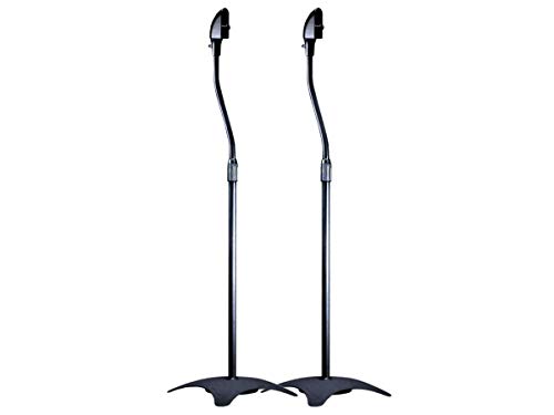 Monoprice Satellite Speaker Floor Stands - Black (Pair) Supports Up to 5 Lbs. Each, Height Adjustable (26.8 to 43.3 Inches)