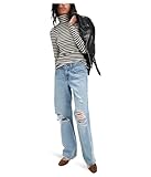 Free People We The Free Good Good Stripe Turtleneck Black Combo XS (Women's 0-2)