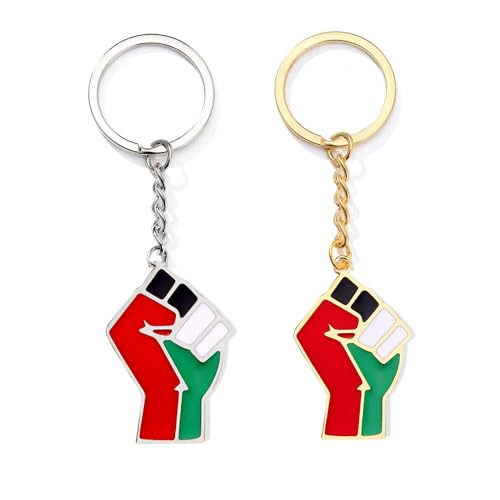 1 porte - clés en argent avec pendentif drapeau palestinien - acrylique double face - porte - clés pistolet
