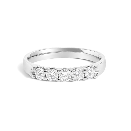 14K White Gold 1/2 Cttw Diamond 5 Stone Band Ring - Size 6.5