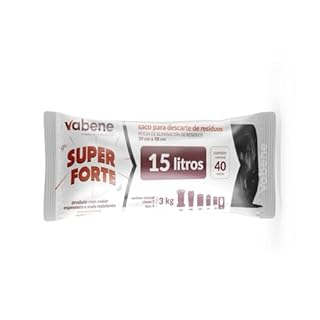 Saco Para Descarte De Resíduos Super Forte Preto 15L - 40 unidades, Vabene
