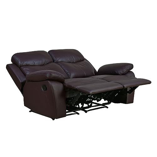 Image of Torque - Weston 2 Seater Leatherette Manual Recliner | Recliner Sofa /Chair for Living Room, Bedroom, Office (Brown) | 1 Year Warranty