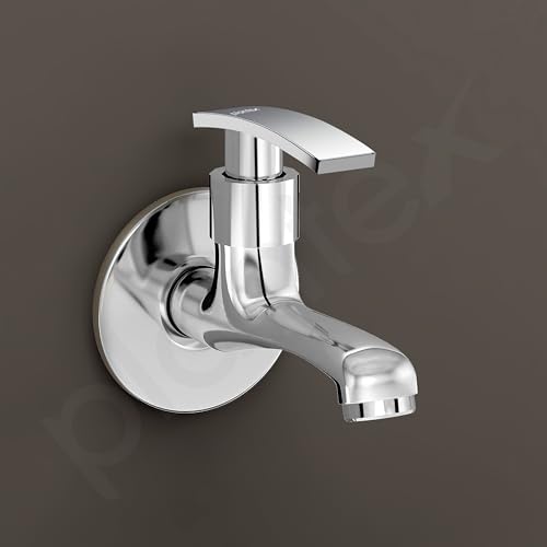 Image of Plantex Bib Cock Water Tap for Bathroom with Brass Spindle and Water Saving Nozzle /Kitchen and Bathroom Accessories - Pack of 2 (Long Body-Chrome)
