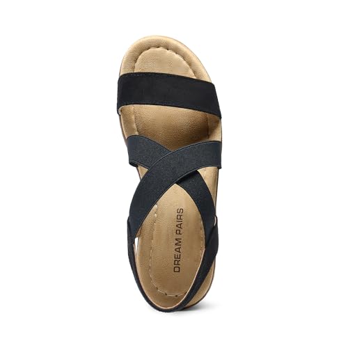 DREAM PAIRS Women's Summer Dressy Low Wedge Heels Comfortable Slip on Casual Flat Sandals for Walking Vacation3