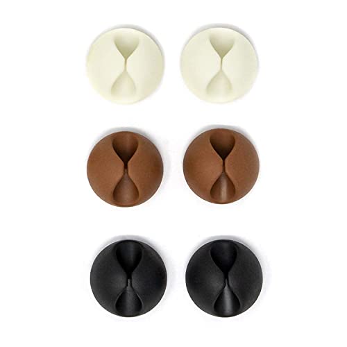 Betron Self-Adhesive Cable Organiser Clips 6 Pack – Silicone Wire Holders for Desk, TV & USB Cords, Multi-Colour