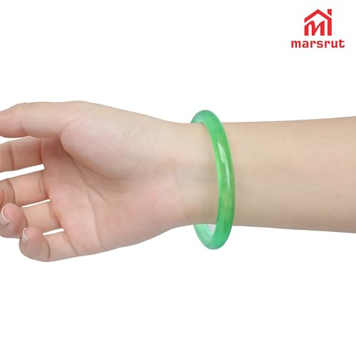 Jade Bangle Bracelet for Women, Green Natural Jade Cuff Jewelry, Thin Round Jadeite Bangles, Light Elegant Bracelets for Good Luck, Wedding Mother's Day Gift, 59.3mm/2.33" Inner Diameter4