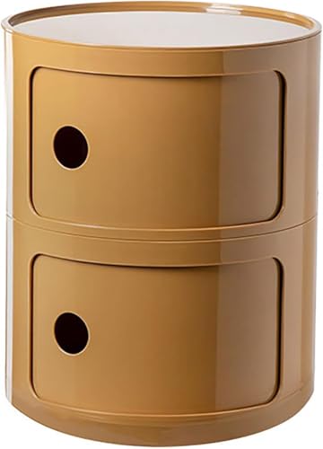 DSXH Table De Chevet avec Tiroirs Et Porte Coulissante – Table De Chevet Ronde avec Rangement pour Chambre, Salon Ou Salle De Bain – Table D'appoint...