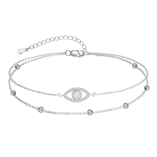 Tobilleras para mujer de plata con ópalo ideal como joyería de Navidad