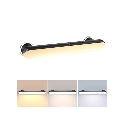 Sans Fil Lumiere Coiffeuse avec Adhésive Ventouse, Rechargeable 5000mAh Led Miroir Coiffeuse avec Télécommande, LED Pour Miroir 3 Couleurs, Lampe Maquillage...