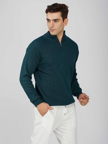 Image of LOQUE Men's Wool Blend Selection Sweater Half Zip High Neck Pullover Warm Casual Winter Wear for Office and Travel