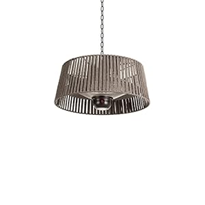 CREATE/HANGING HEATER/Halogen-Infrarot Heizstrahler Grau mit LED-Beleuchtung und Fernbedienung für Terrassen, Garten und Außenbereiche / 1800W Deckenheizstrahler, 3 Heizstufen 800-1000-1800W, IP24