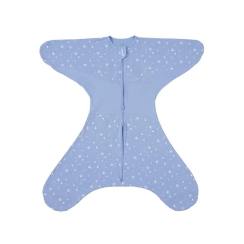 GROWNSY Transitional Swaddle Sleep Sack 3-6 Months, Starfish Design Baby Swaddle Sack, Dual-Zipper for Easy Diaper Changes, Proper Hip Development & Openable Foot Button, 12-20lbs, Blue Blue