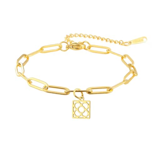 Bracelet à maillons Fleur de Barcelone - PANOT acier inoxydable réglable, souvenir de Barcelone, cadeau original pour femme ou fille, 17-22 cm, Acier...