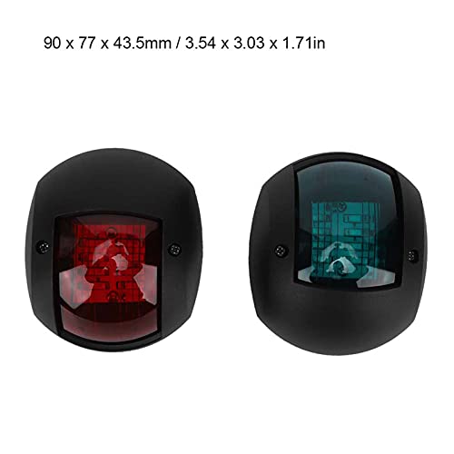 Pair of Navigation Signal Light Spherical Red, Green LED Boat Navigation Light DC12V-24V 3W, high brightness, strong penetration, wide irradiation range, suitable for most (Black)