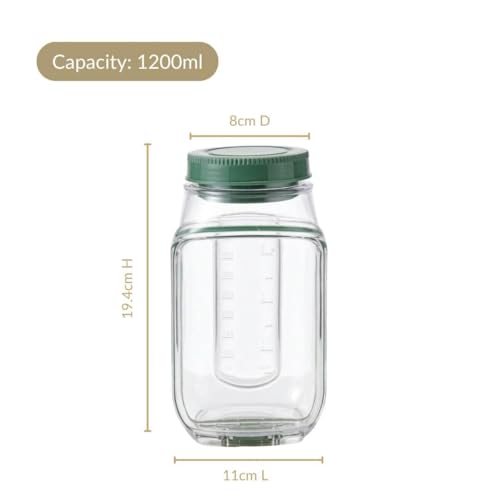 Image of PRAMUKH FASHION Square Shape Glass Jar for Kitchen Masala Storage Ml Set with Airtight Lid Containers Spices Dry Fruits and Pickle Container Pack of (1, Green(1200ml))