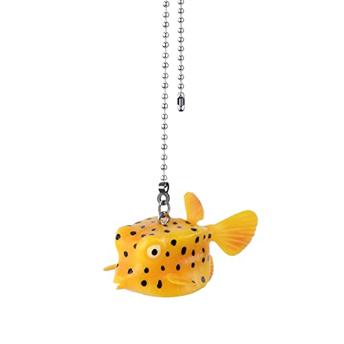 Image of Fish Ceiling Fan Pull Chain,12in Cute Yellow Fish Fan String Pulls Charm Extension Decorative,3mm Diameter Beaded Fan Light Pull Chains Extender Ornaments with Connector for Kids Room