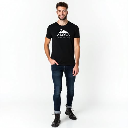 Image of ALOVA Trendy Men's Polyester Printed Round Neck T-Shirt - Soft, Breathable & Durable