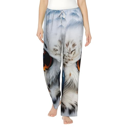 Vêtements de nuit d'hiver : pantalon de pyjama confortable imprimé hibou femme